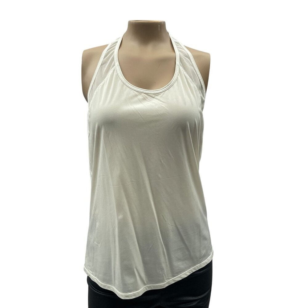 Lululemon White Mesh Racerback Tank Top Scoopneck Lightweight Activewear Women S